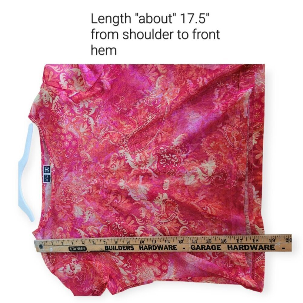 Vintage Y2K Babydoll Tee Red Orange Pink Semi-Sheer Flirty Early 2000s Top - Picture 6 of 7